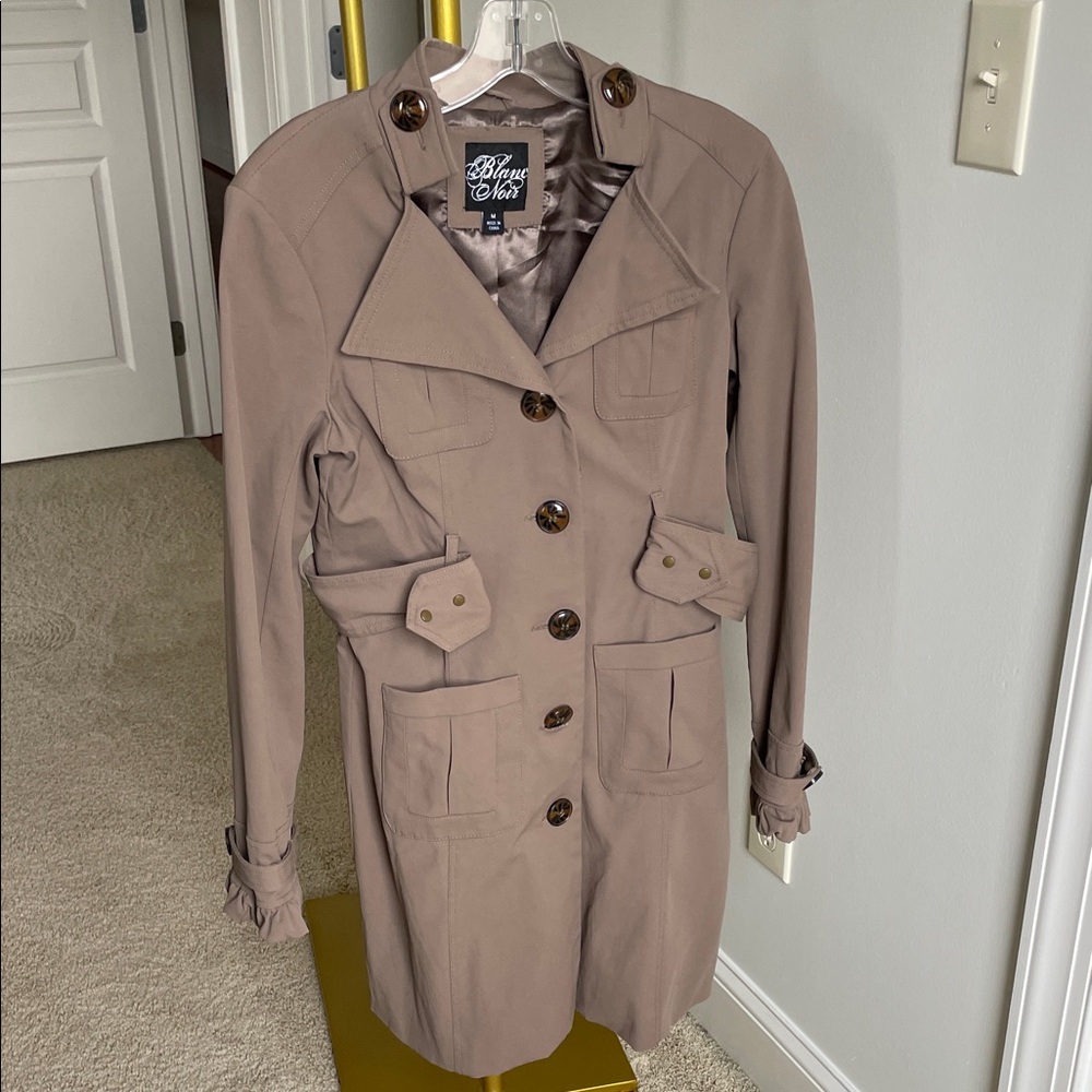 Blanc Noir Brown Trench Coat with Button Details